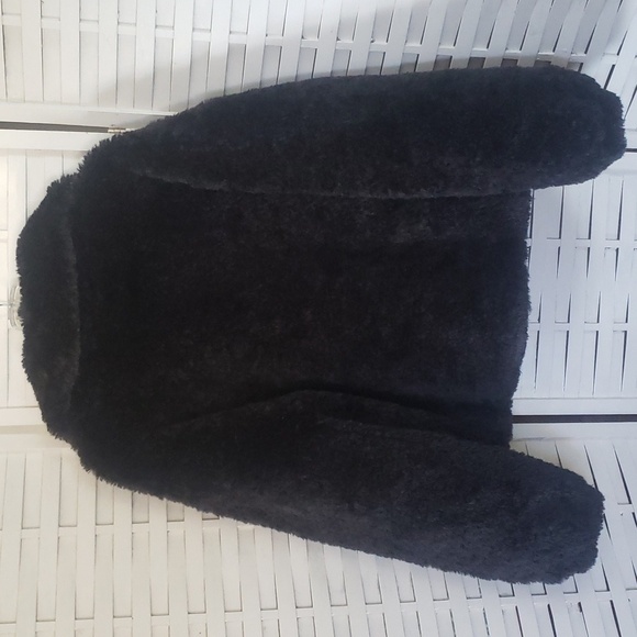 Rebecca Minkkoff Black Fuzzy  Full Zip Lined Women's Jacket Size L - Picture 4 of 7
